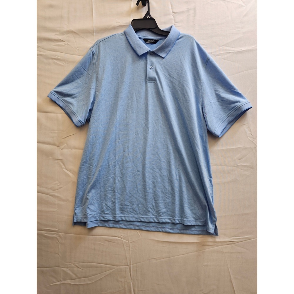 Members Mark Mens Light Blue Stretch Pique Polo Shirt XXL‎ Short Sleeve Casual